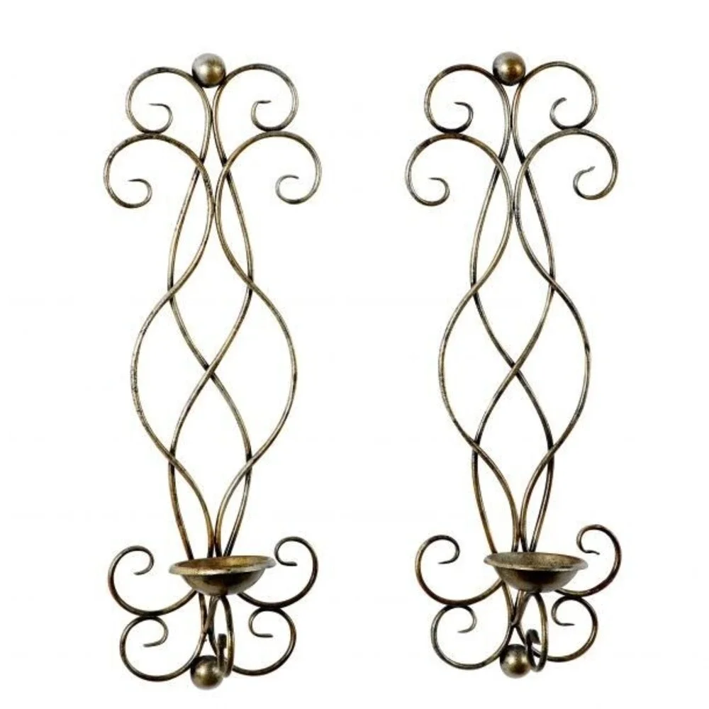 Set of 2 Bronze Metal Traditional Wall Sconce, 25